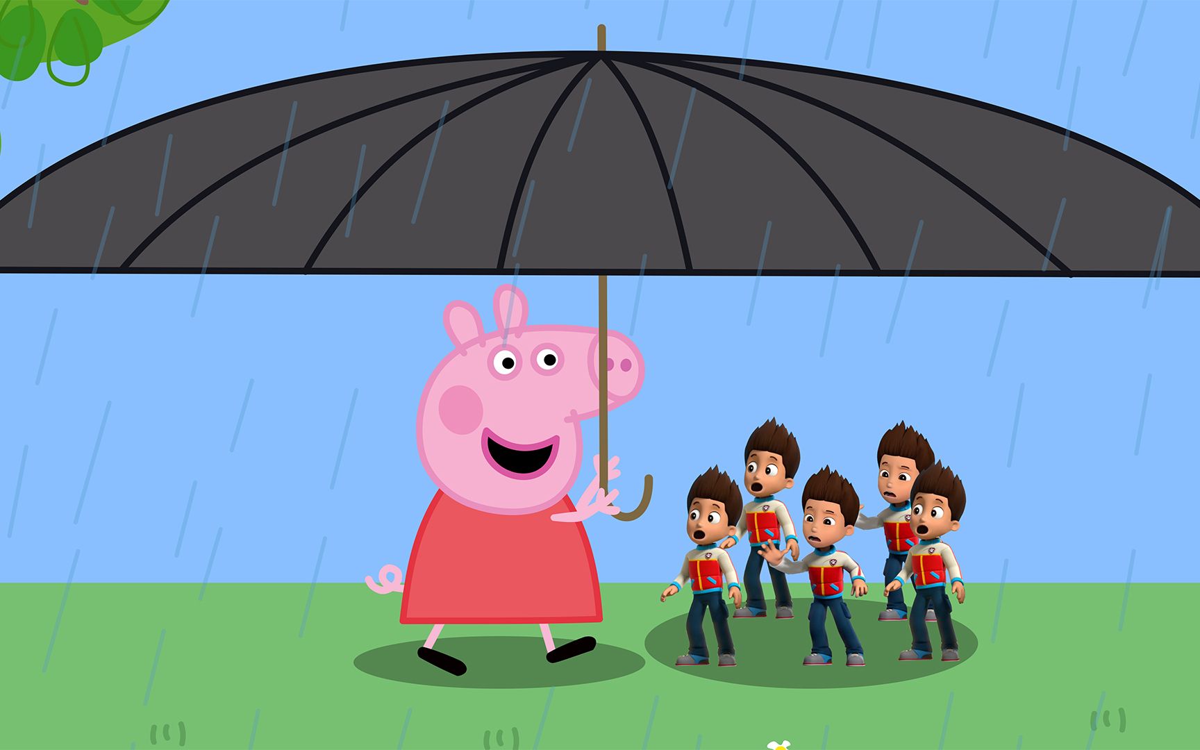 小猪佩奇打伞的图片图片
