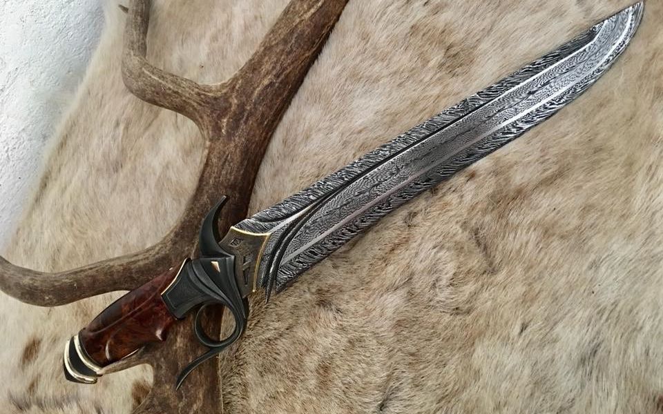 霸气无比的维京风格大马士革战斗刀!瑞典锻造名匠roger bergh罗杰.