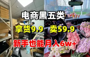 Tải video: 无货源电商，黑五类产品拿货9.9卖69.9，新手小白开店也能月入5W+，看完你也能明白！