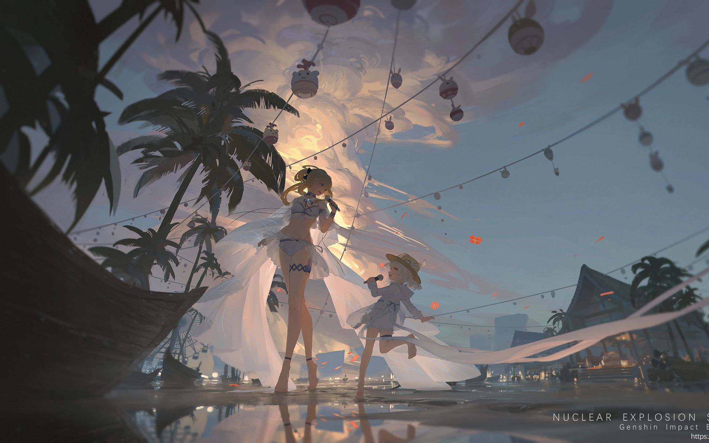 void绘画原神比基尼琴可莉世界的核爆曲板绘