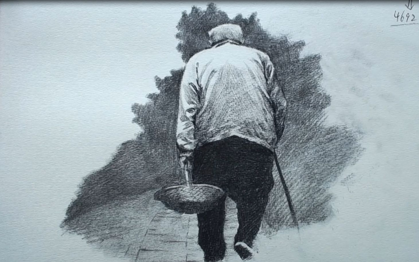 素描教程——你知道老人步履蹒跚的背影怎么表现嘛?