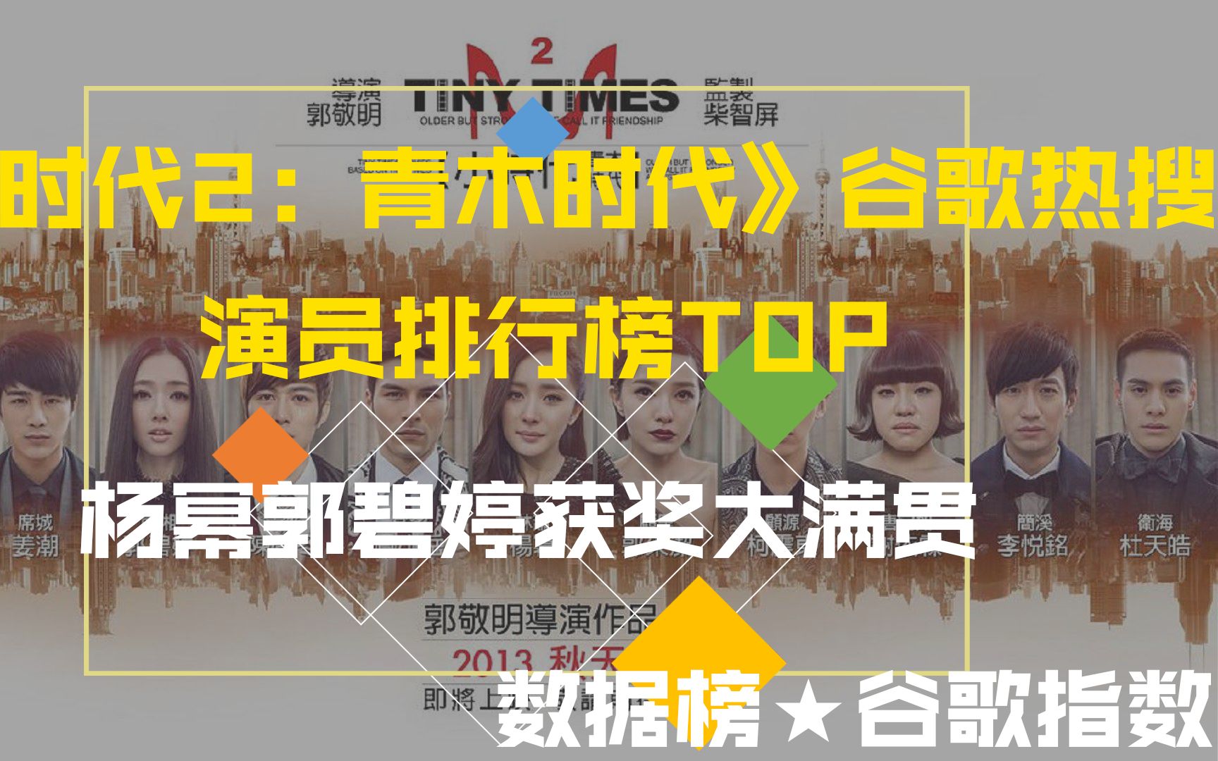 [图]《小时代2：青木时代》谷歌热搜榜，杨幂郭碧婷获奖大满贯，排名你认可么？萌新UP主不做标题党！