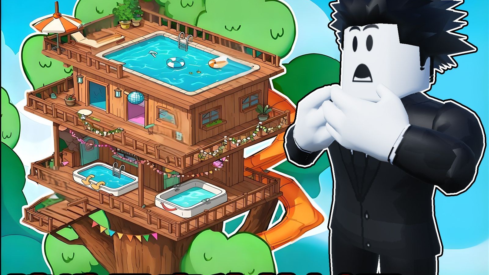 我在一棵树上建造了世界上最豪华的树屋！ROBLOX