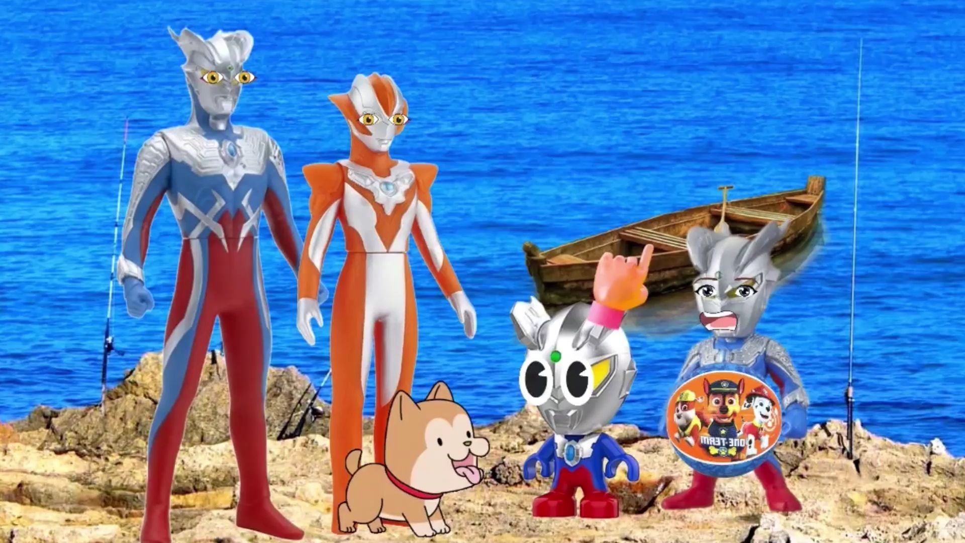 奥特曼启蒙早教玩具动画:小奥特曼跟着爸爸妈妈一起去坐船