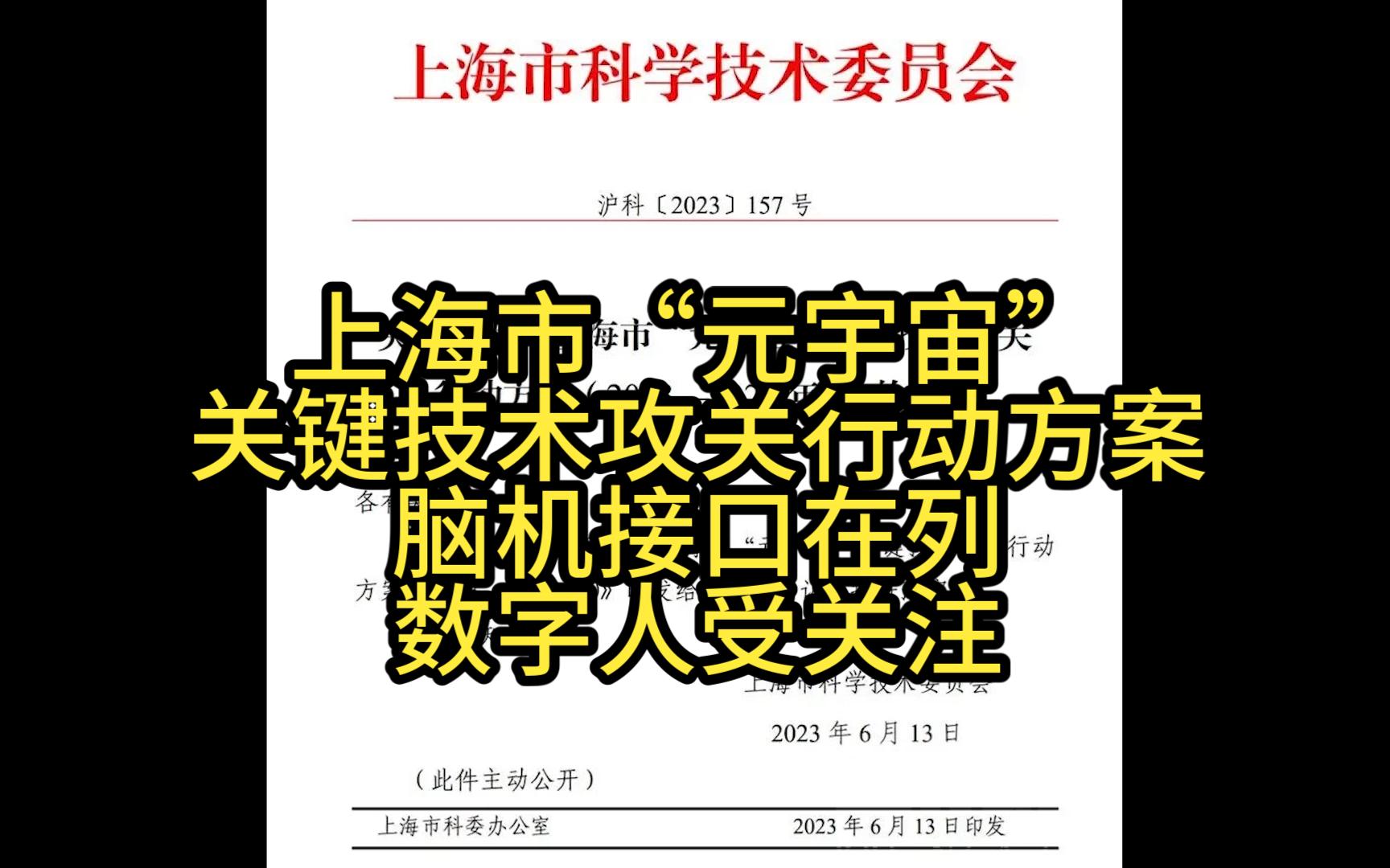 【米哈游】上海市“元宇宙”关键技术攻关行动方案,脑机接口在列,数字人受关注哔哩哔哩bilibili