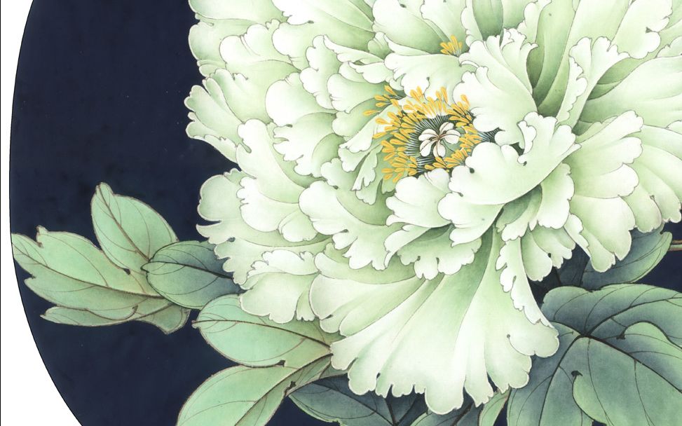 007-工笔牡丹豆绿的提染罩染