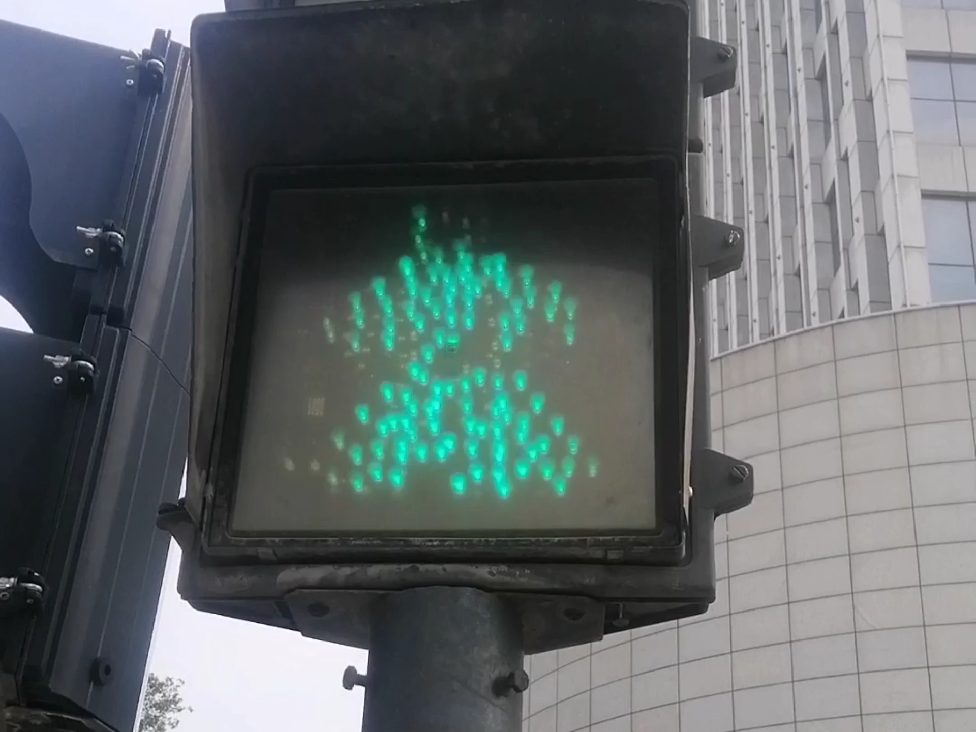 这红绿灯的绿灯小人是什么情况?