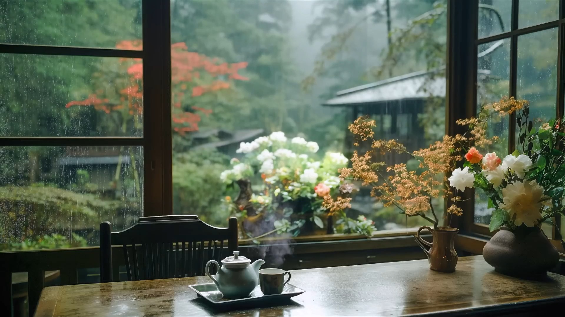 【真实雨声】在温馨如画的室内,听雨声,赏风景,品茶香,治愈助眠~学习睡觉背景|雨声白噪音|睡眠白噪音|助眠白噪音|PTSD|专注|学习自习白噪音|冥想|阅...