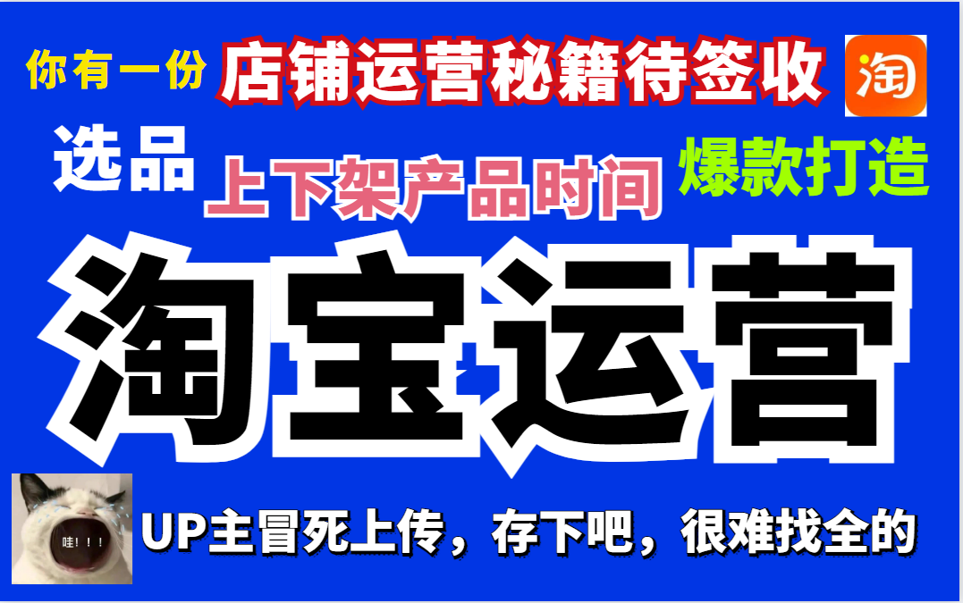 【淘宝运营开店官方实操教学】 电商创业运营零基础教程!淘宝新手开网店及淘宝店铺运营技巧!新手起店到爆款店铺,电商运营全程干货分享不废话....