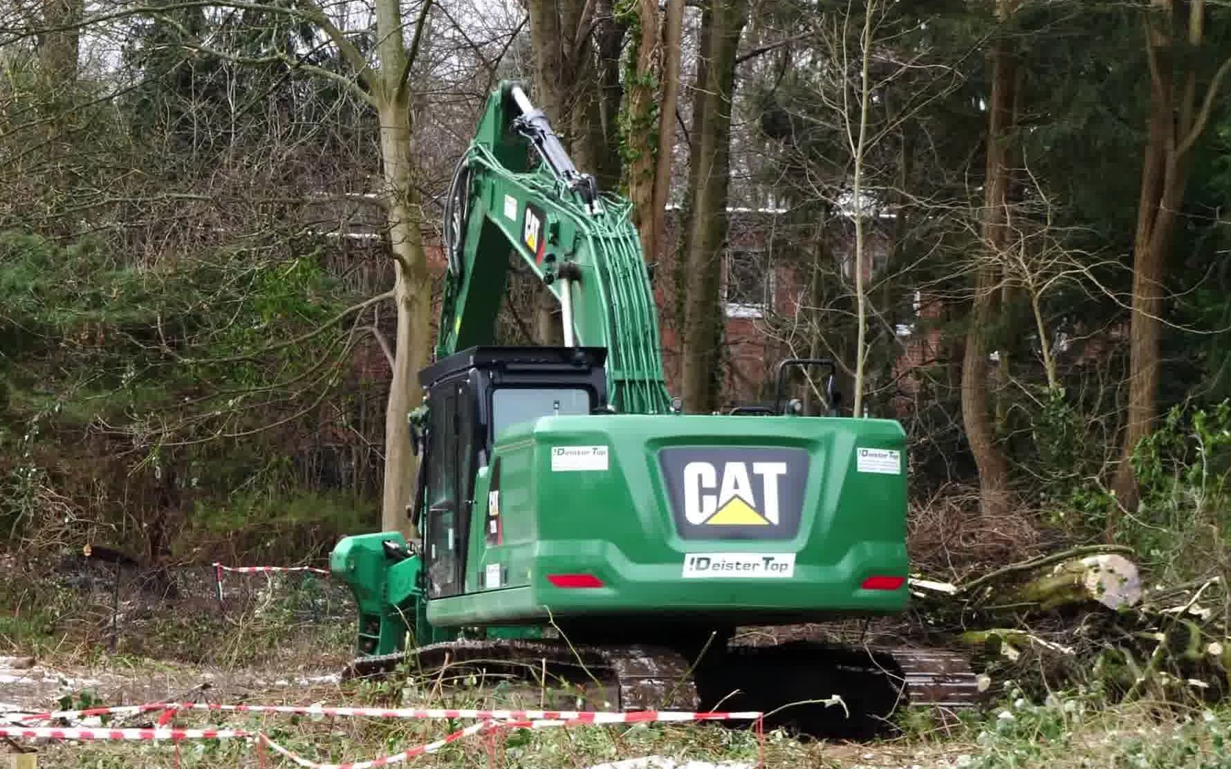 cat 320挖掘机砍伐树木