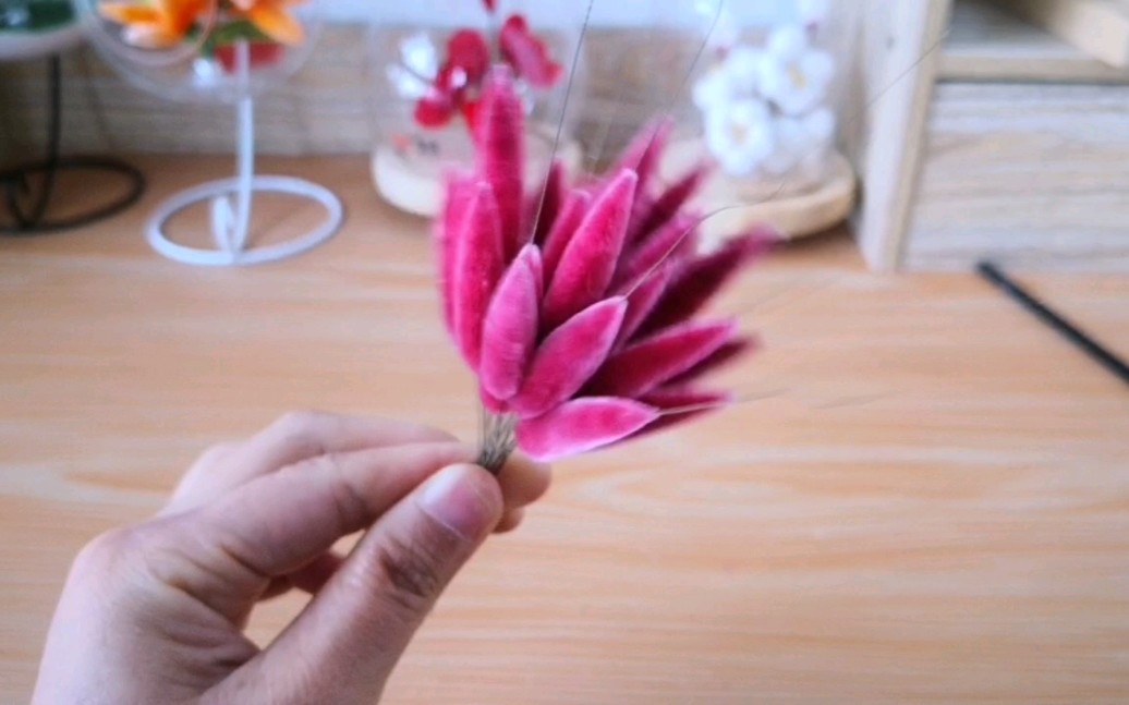 1做绒条-非遗绒花绒款牡丹花制作-胡志英做非遗绒花摆件