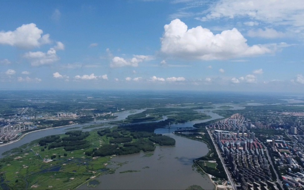 500米高空看吉林省松原市全景