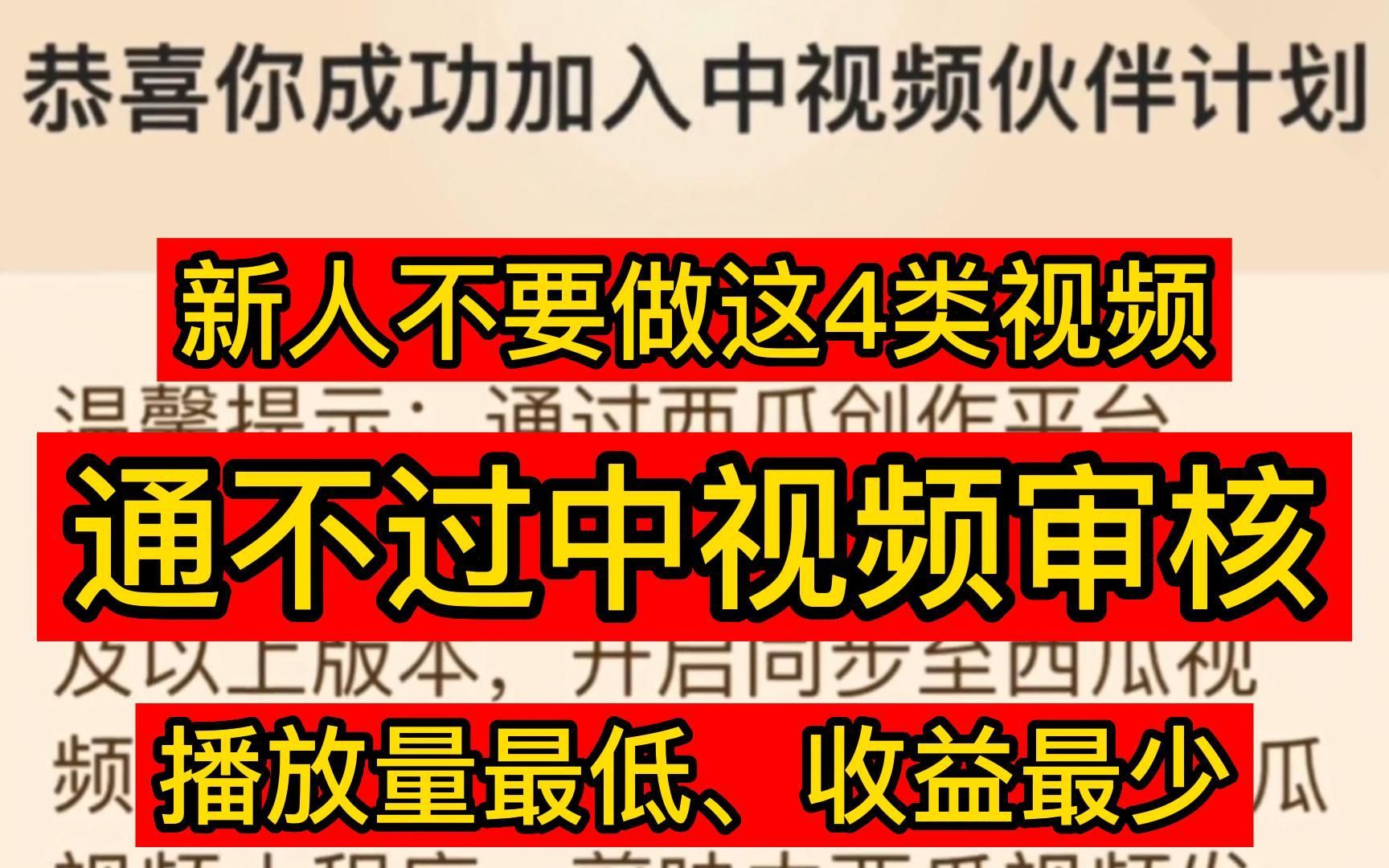 新人不要做这4类视频,通不过中视频审核,播放量最低、收益最少哔哩哔哩bilibili