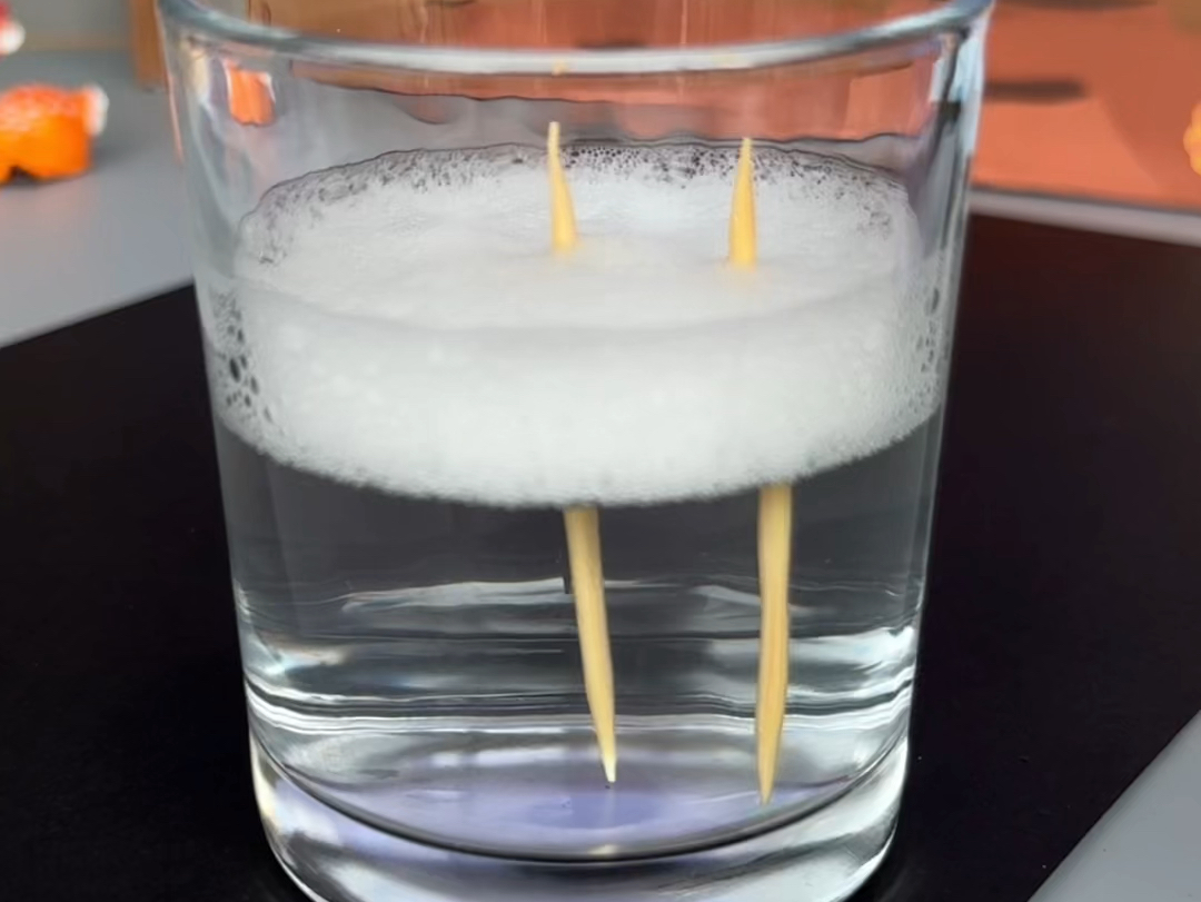 科学小实验,站立的牙签,你知道这是什么原理吗?