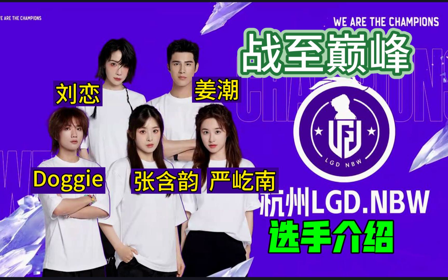 【LGDNBW选手介绍】战至巅峰2 杭州LGDNBW队员介绍 张含韵 姜潮 严屹南 Doggie(姚皓月) 刘恋 LGDNBW选手介绍王者荣耀综艺0708哔哩哔哩bilibili