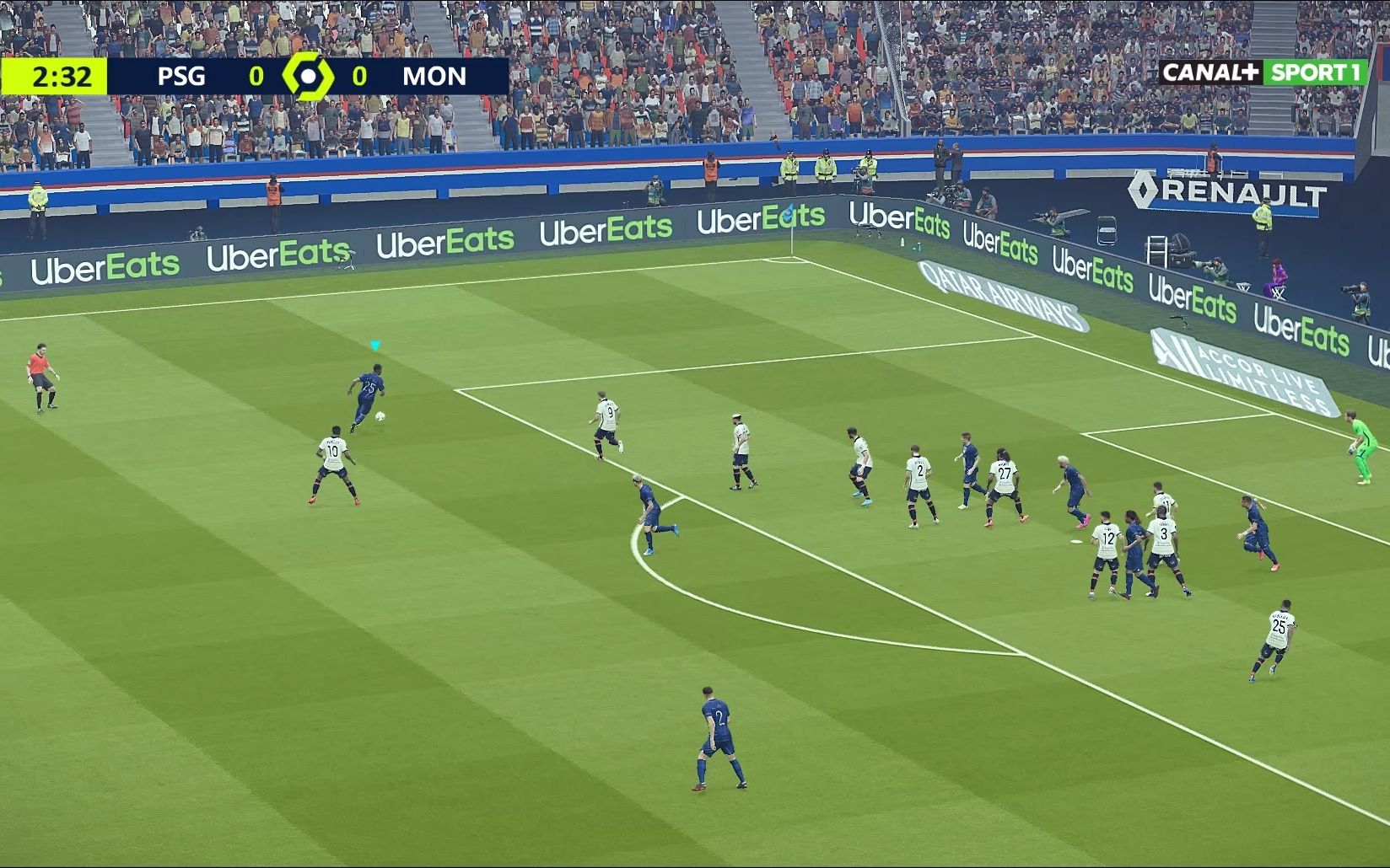 实况足球2021模拟法甲联赛首轮大巴黎对阵蒙彼利埃