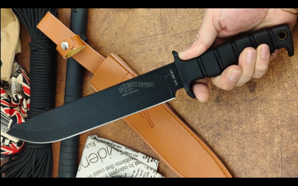 国货复刻:美国army军刀丛林大兵-黑色喷砂,丛林探险削切劈砍求生刀,99