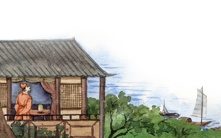 古诗配画】绝句杜甫〔唐代〕两个黄鹂鸣翠柳，一行白鹭上青天。窗
