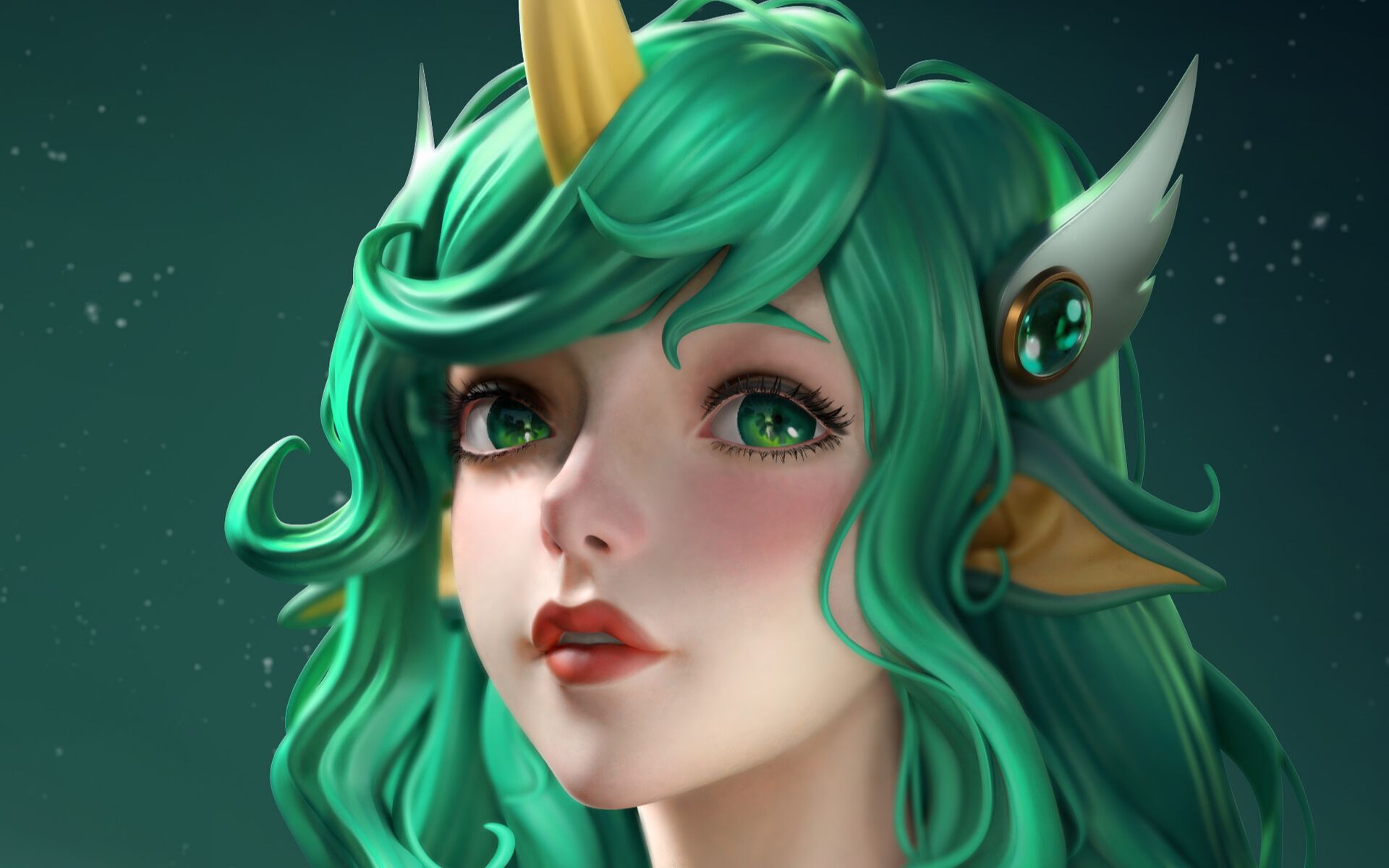 【翼次方独家】【3d短期风格班】【李浩岑】课堂演示-绿发少女2d-3d