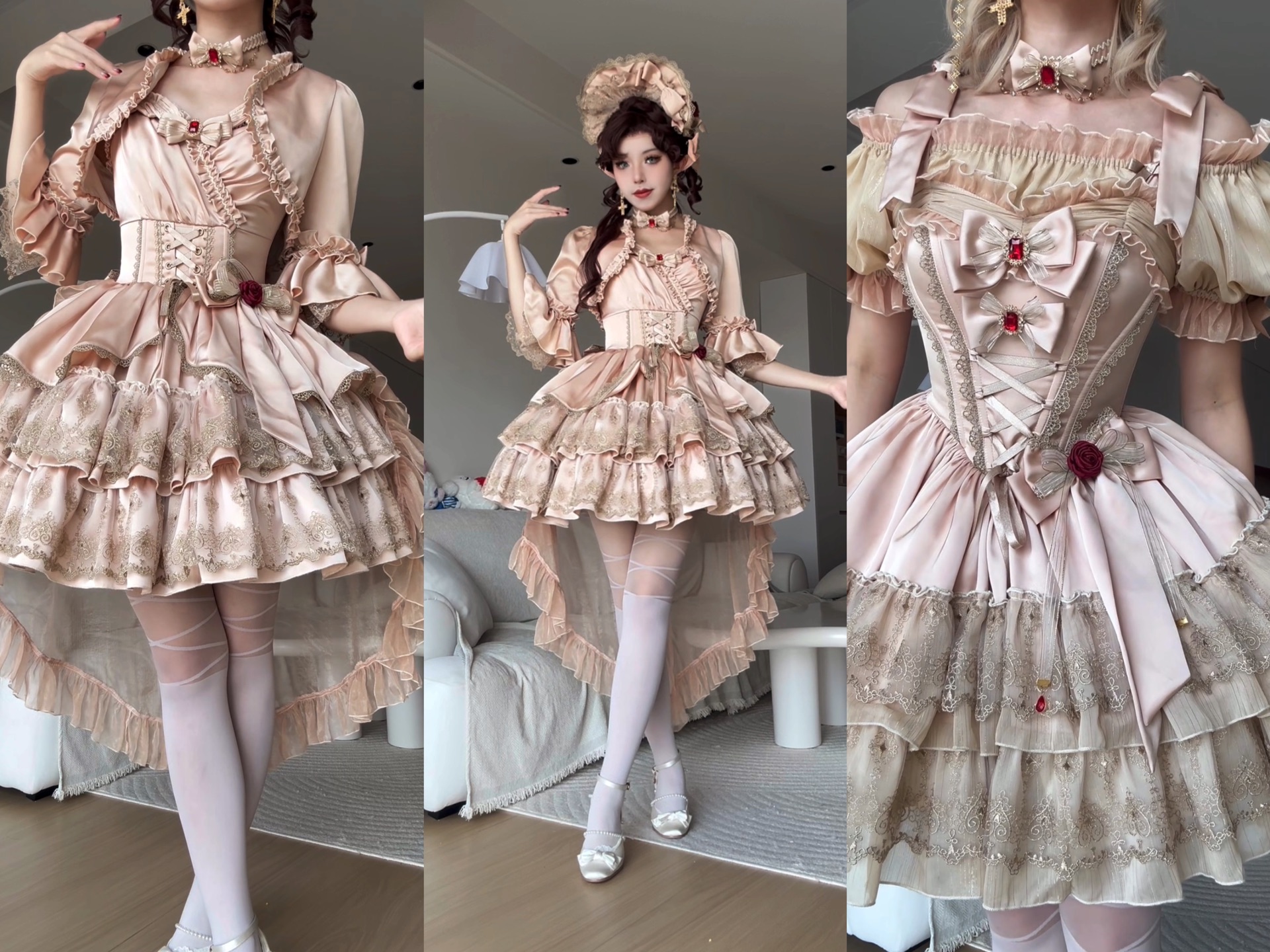 【炸鸡花】lolita测评|点缀血色宝石的鎏金礼服