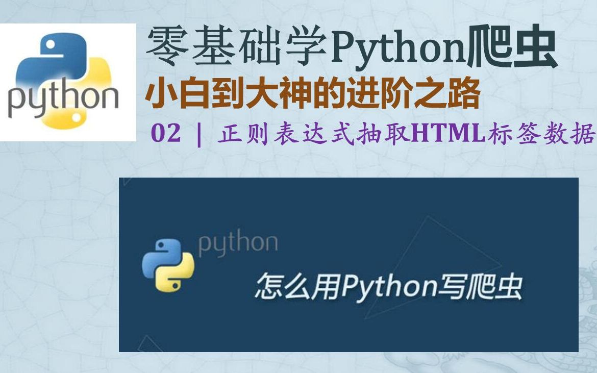 【零基础学Python爬虫系列课程】小白到大神的进阶之路 | 02:正则表达式抽取HTML标签数据哔哩哔哩bilibili