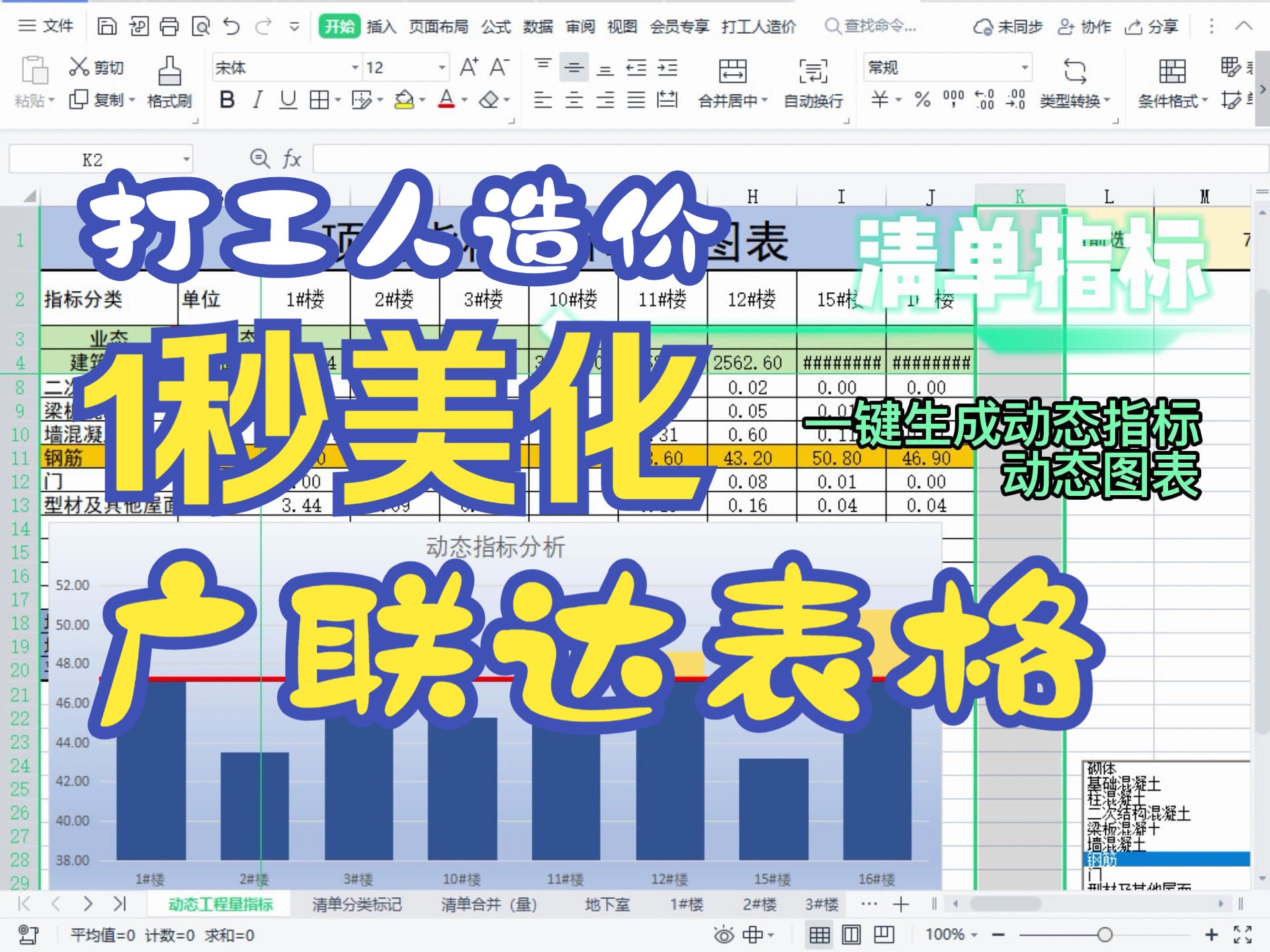 1秒美化广联达表格