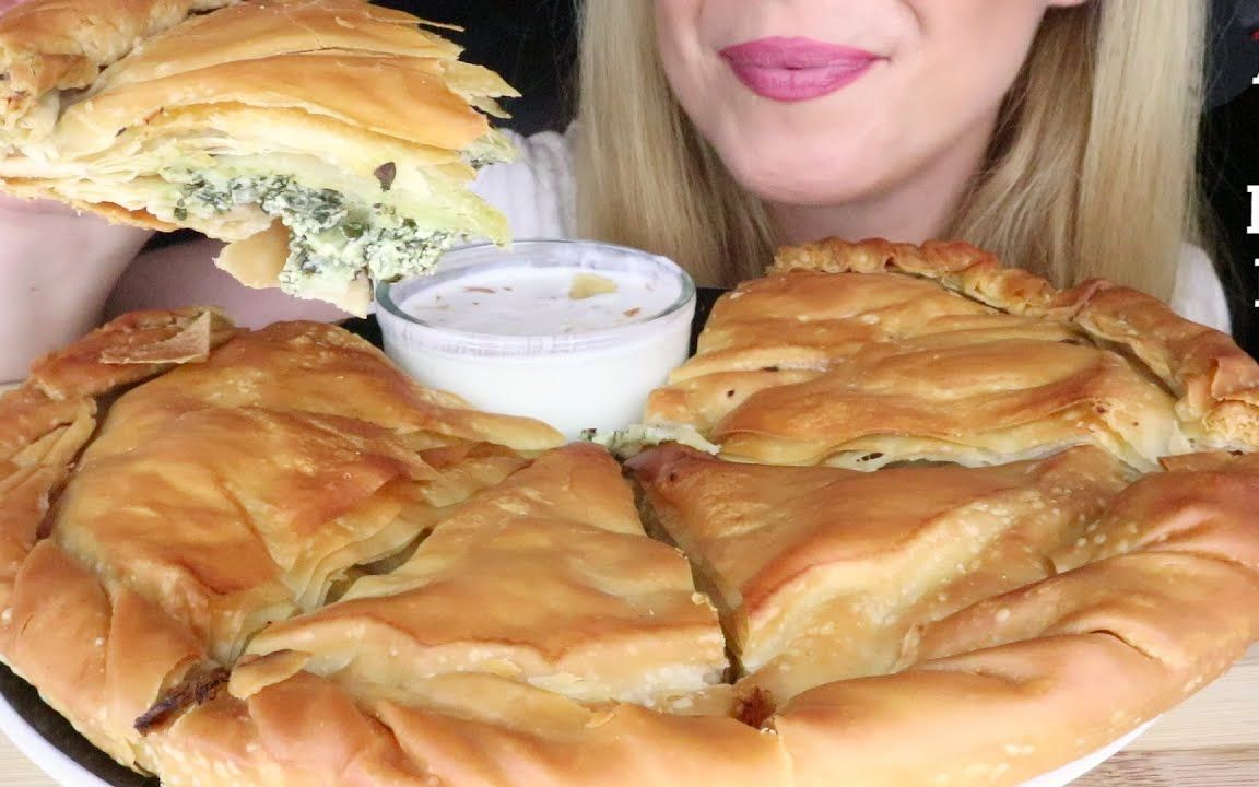 【saltedcaramel】希腊传统美食芝士菠菜酥皮派07搭配酸奶酱_哔哩