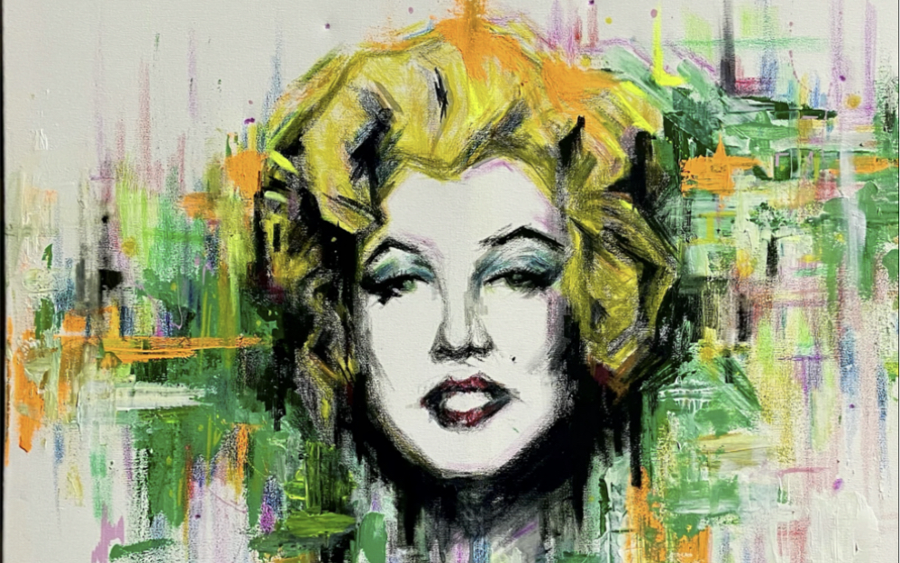 【绘画过程】玛丽莲梦露,丙烯,蜡笔.