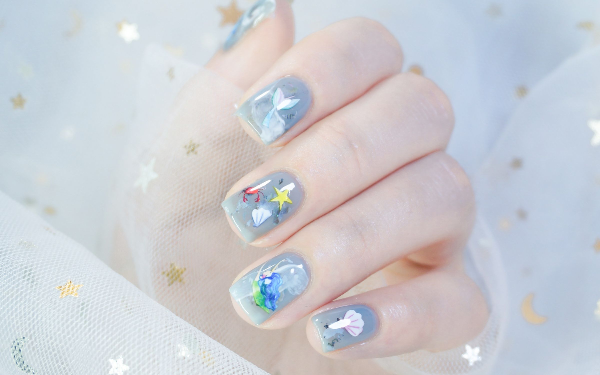 【一块冷静的豆腐】带你去浮潜!小美人鱼海洋美甲