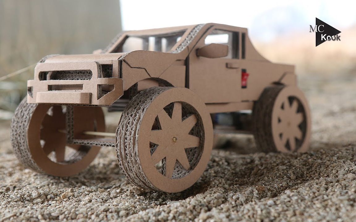 纸板diy制造惊人的怪物卡车越野车