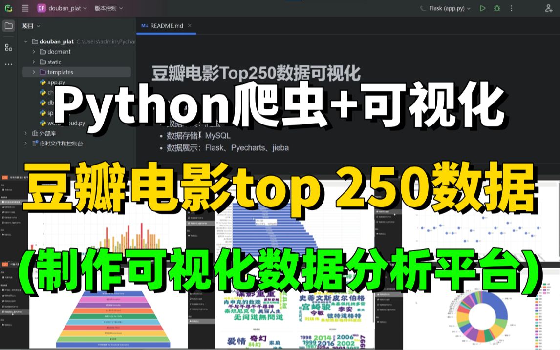 【Python爬虫+可视化】爬取豆瓣电影top 250 的数据并绘制数据可视化图形,详细讲解,手把手教学附源码!Python数据可视化教程!python作业哔哩哔哩...