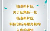 关于征集新一批临港新片区科技创新券服务机构入库的通知哔哩哔哩bilibili