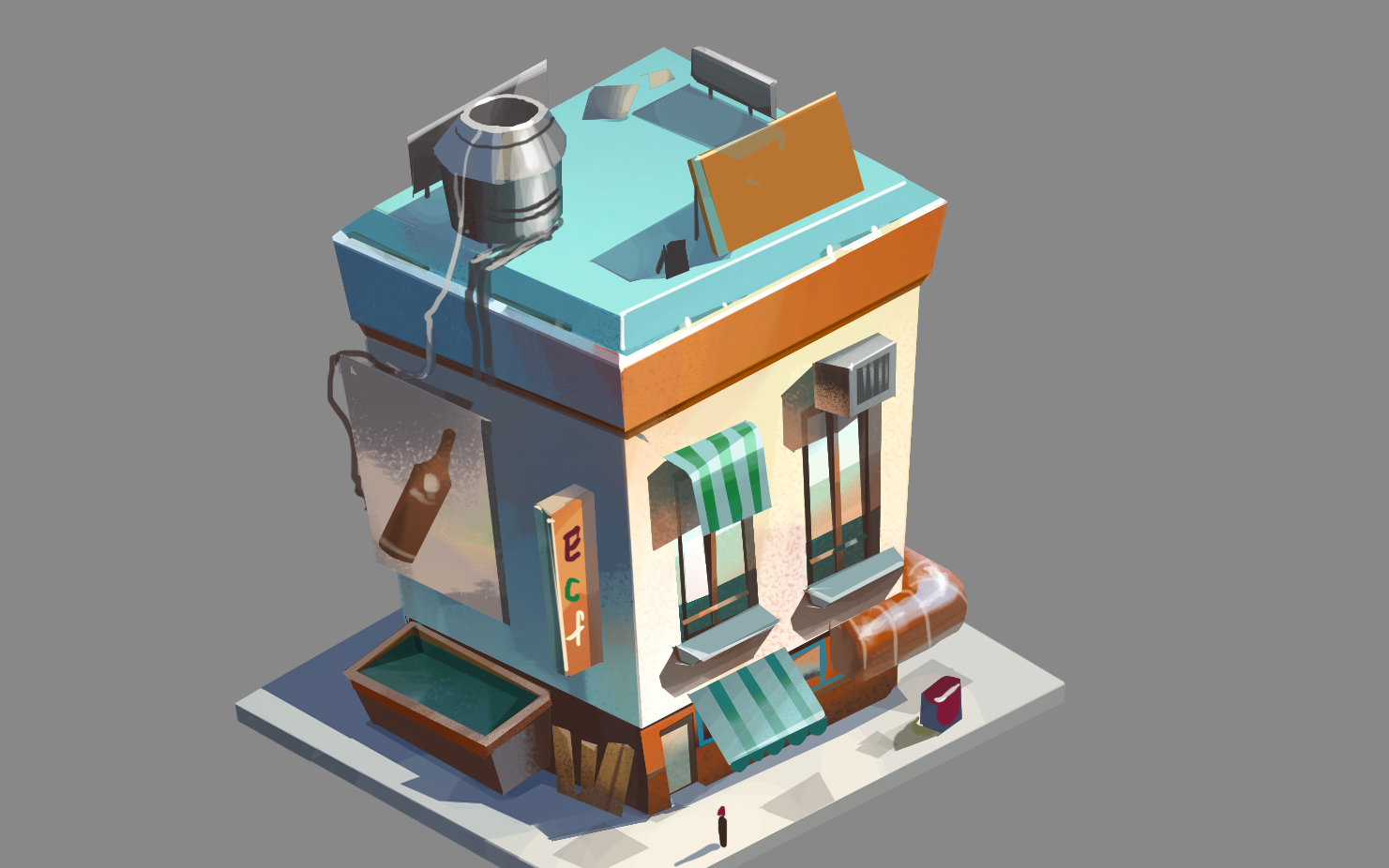 别人的一小时q版现代建筑