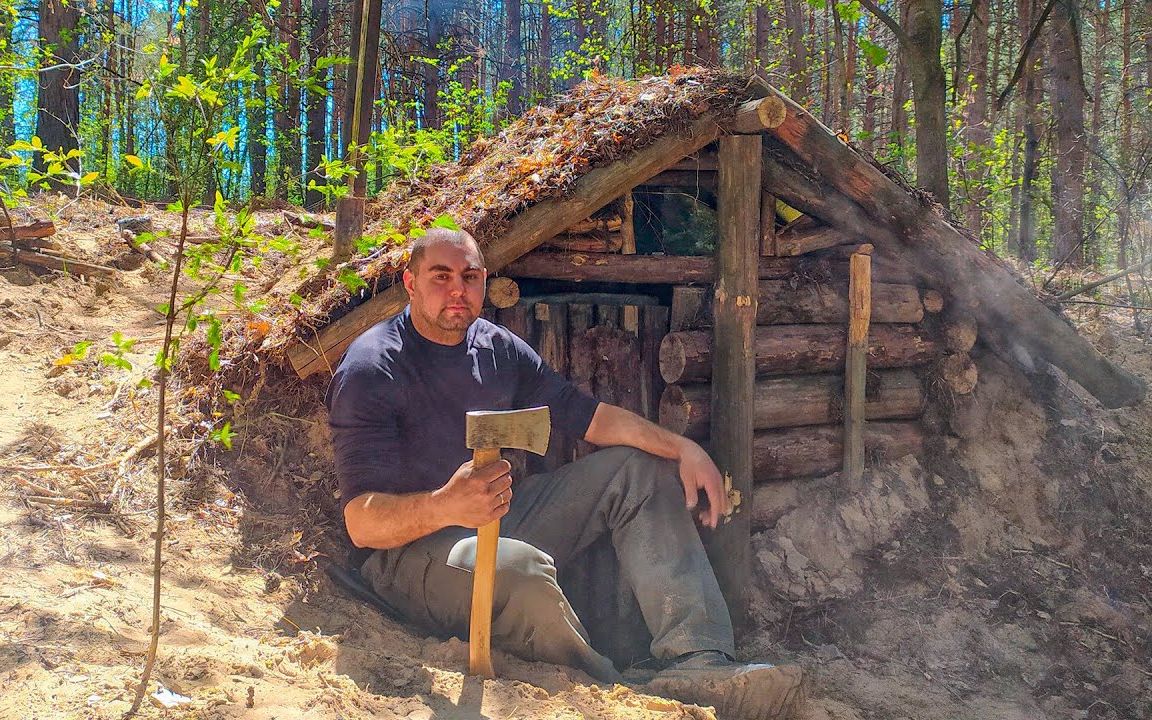 【life in the wild】舒服的半地下庇护所