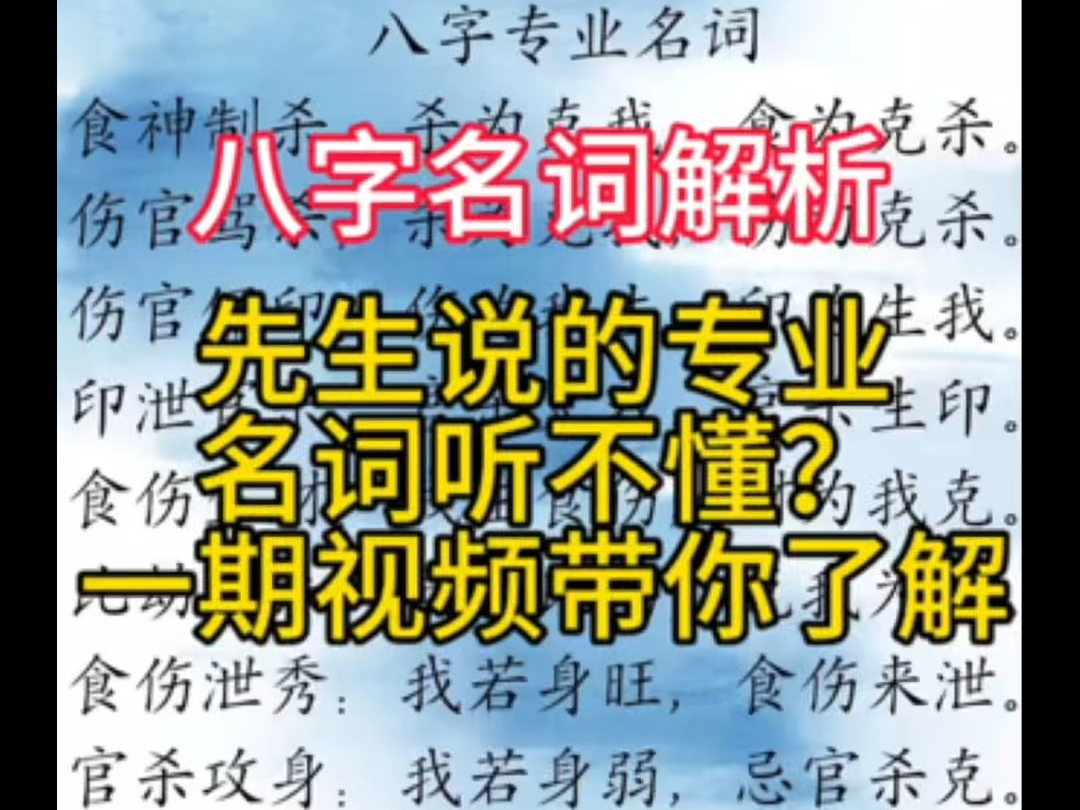 【八字名词解析】一期视频等你了解八字中的专业名词.哔哩哔哩bilibili