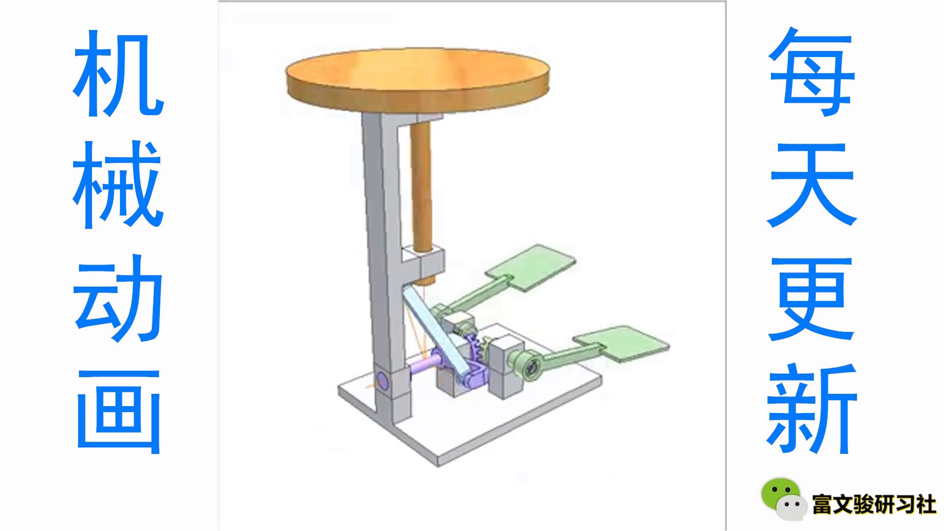 踏板带动旋转的角往复运动机械原理动画来了机械结构太巧妙了