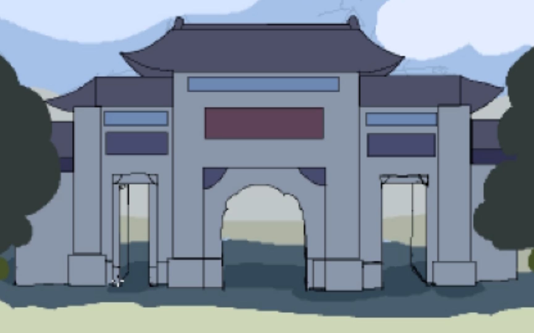 很早之前画的河大校门