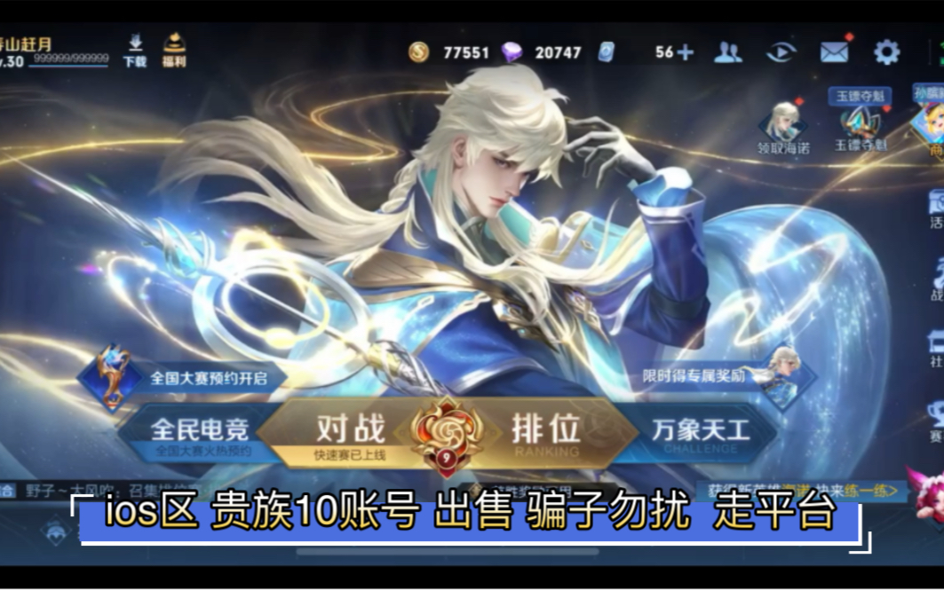 出ios区王者荣耀v10账号 走平台 p图侠勿扰