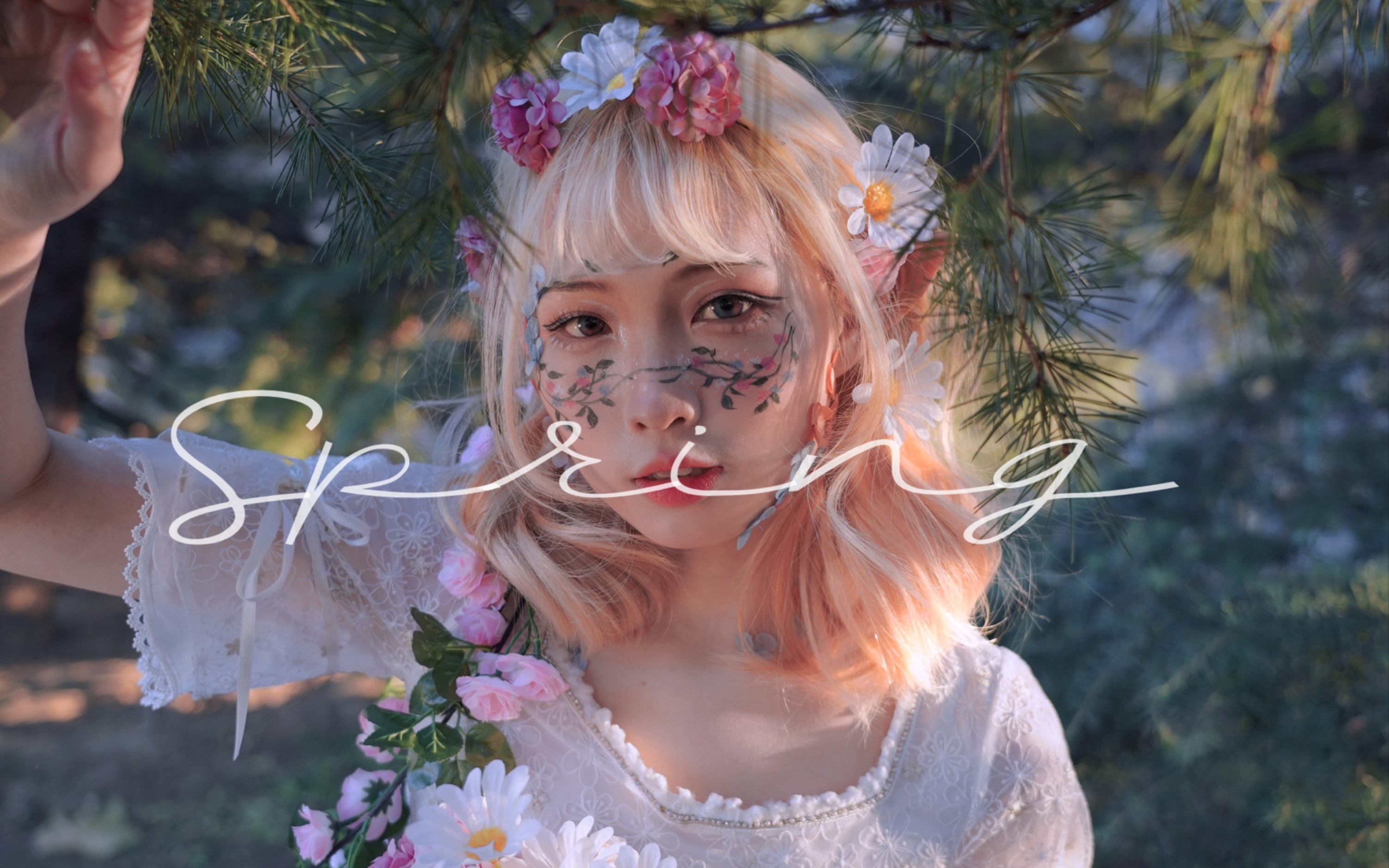 春日创意妆美院生换头温柔梦幻花朵妆把自己变成花神芙罗拉