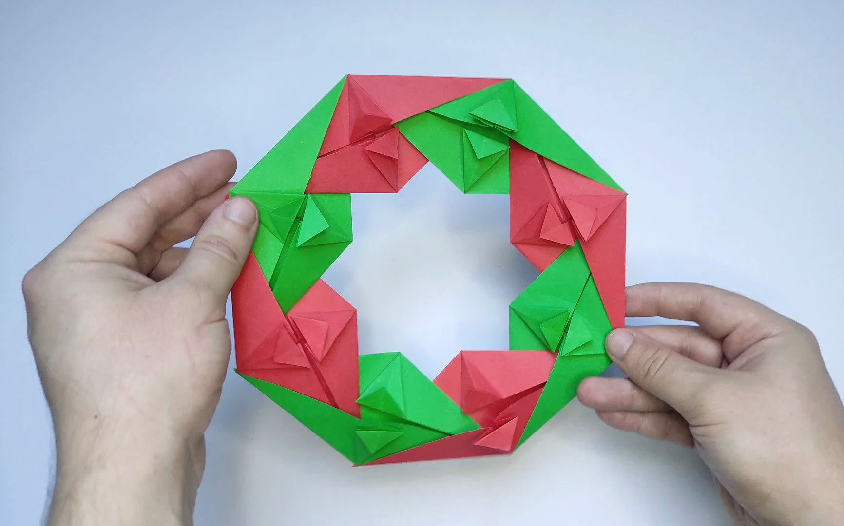 【origami library】简易圣诞花环折纸教程easy paper christmas