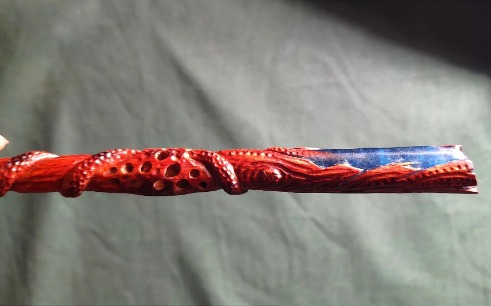 手工做一根超级好看的魔杖杖芯龙心弦木料赞比亚血檀极品自由发挥系列