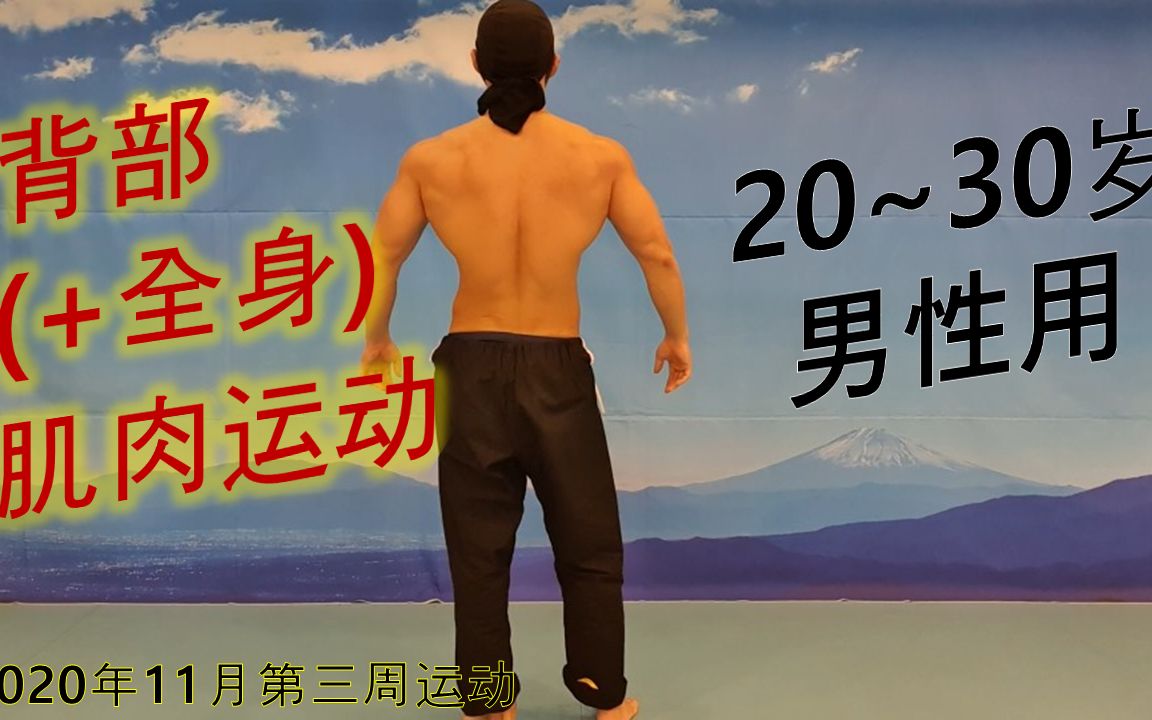 背部( 全身)肌肉运动/ 20~30岁男性用/ 橡皮手套背部运动/ 2020年11月