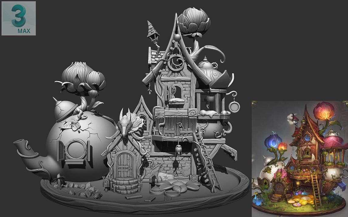 【3dsmax】进阶版次世代风格化大型场景建模,巩固知识点~【3dmax场景