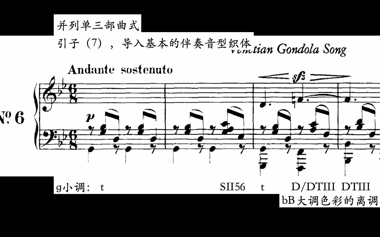 [图]【曲谱同步/曲式分析/门德尔松】Song Without Words, Op. 19b: VI. Barcarola Veneziana（威尼斯船歌）