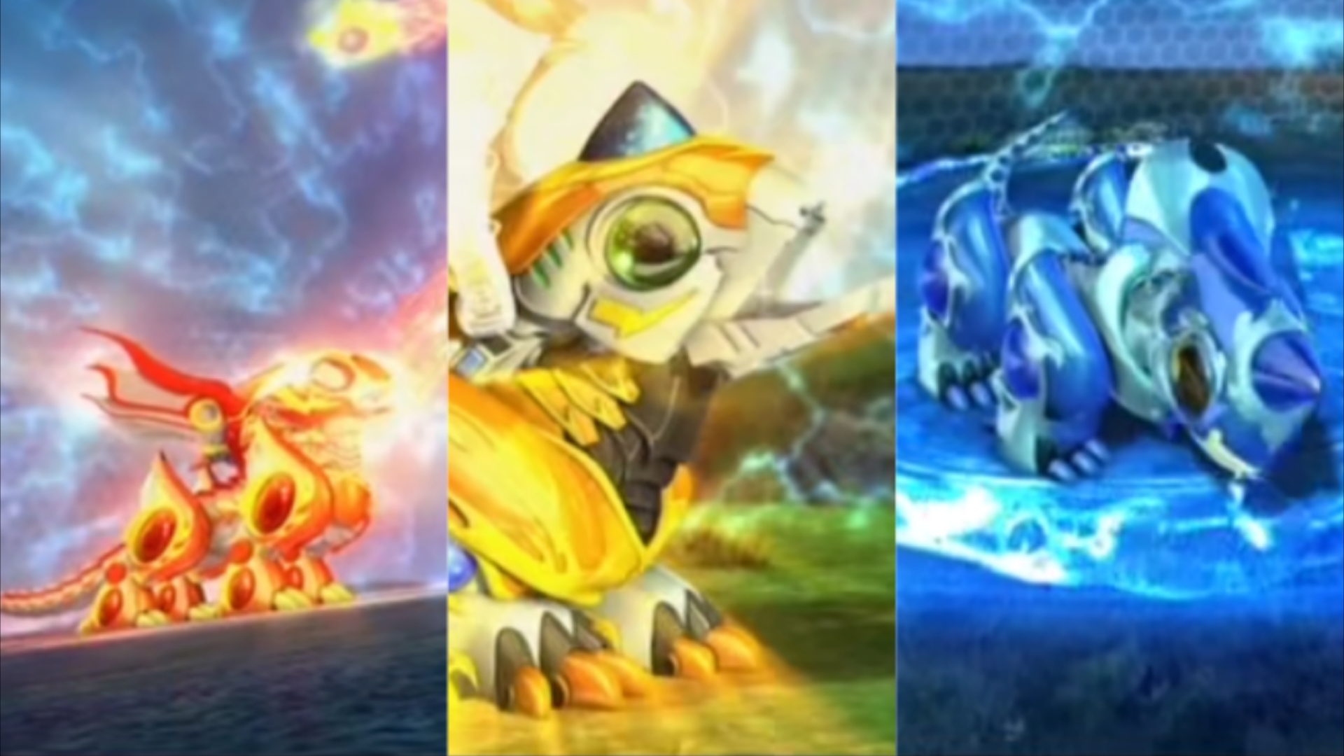 蓝猫龙骑团炫迪的雷影,水舞,火驭三个龙骑形态以及三态合一