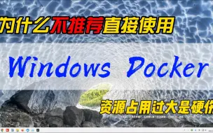 Download Video: 为什么不推荐直接使用Windows Docker？尝鲜可以，但不适合长期运行，资源占用过大是硬伤~