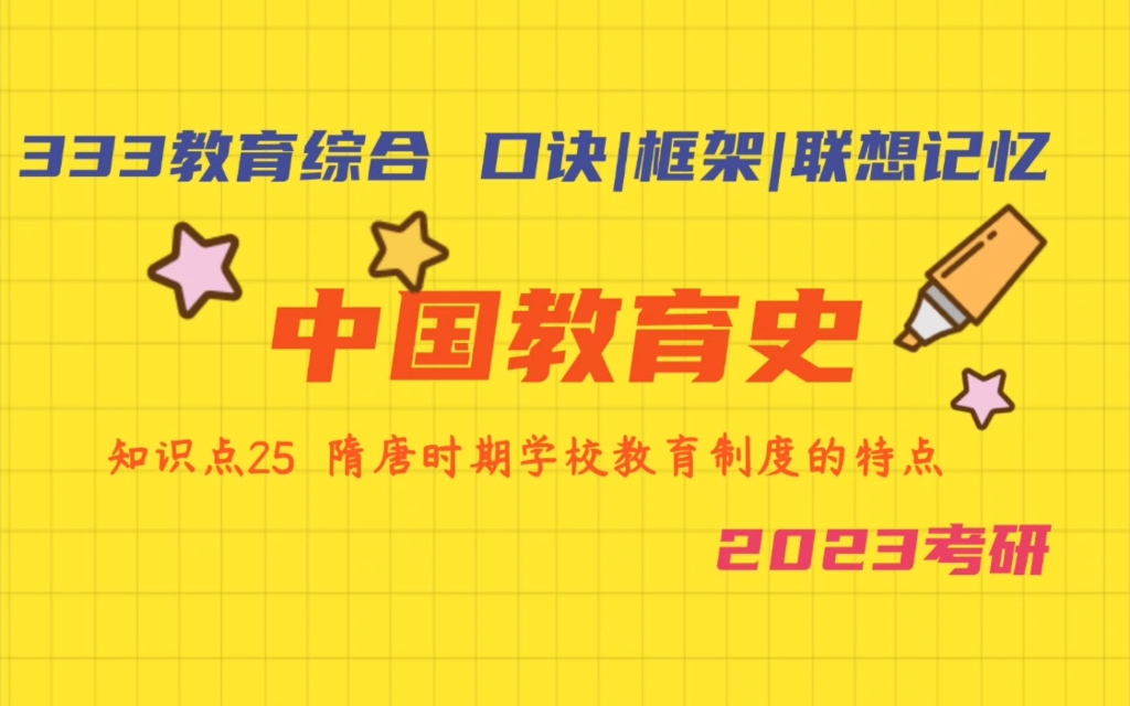 [图]333教育综合带背 中国教育史知识点:隋唐时期学校教育制度的特点 2023考研加油