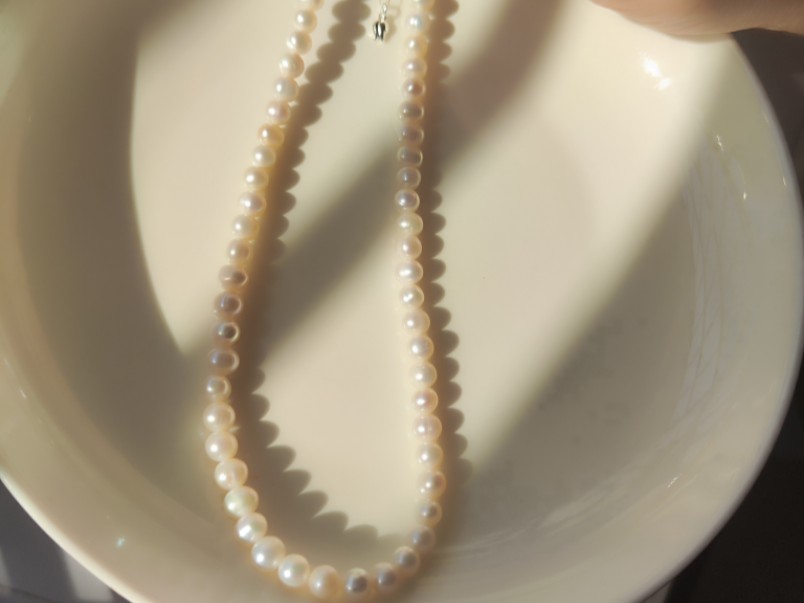 5-5.5强光土豆圆珍珠项链有瑕疵