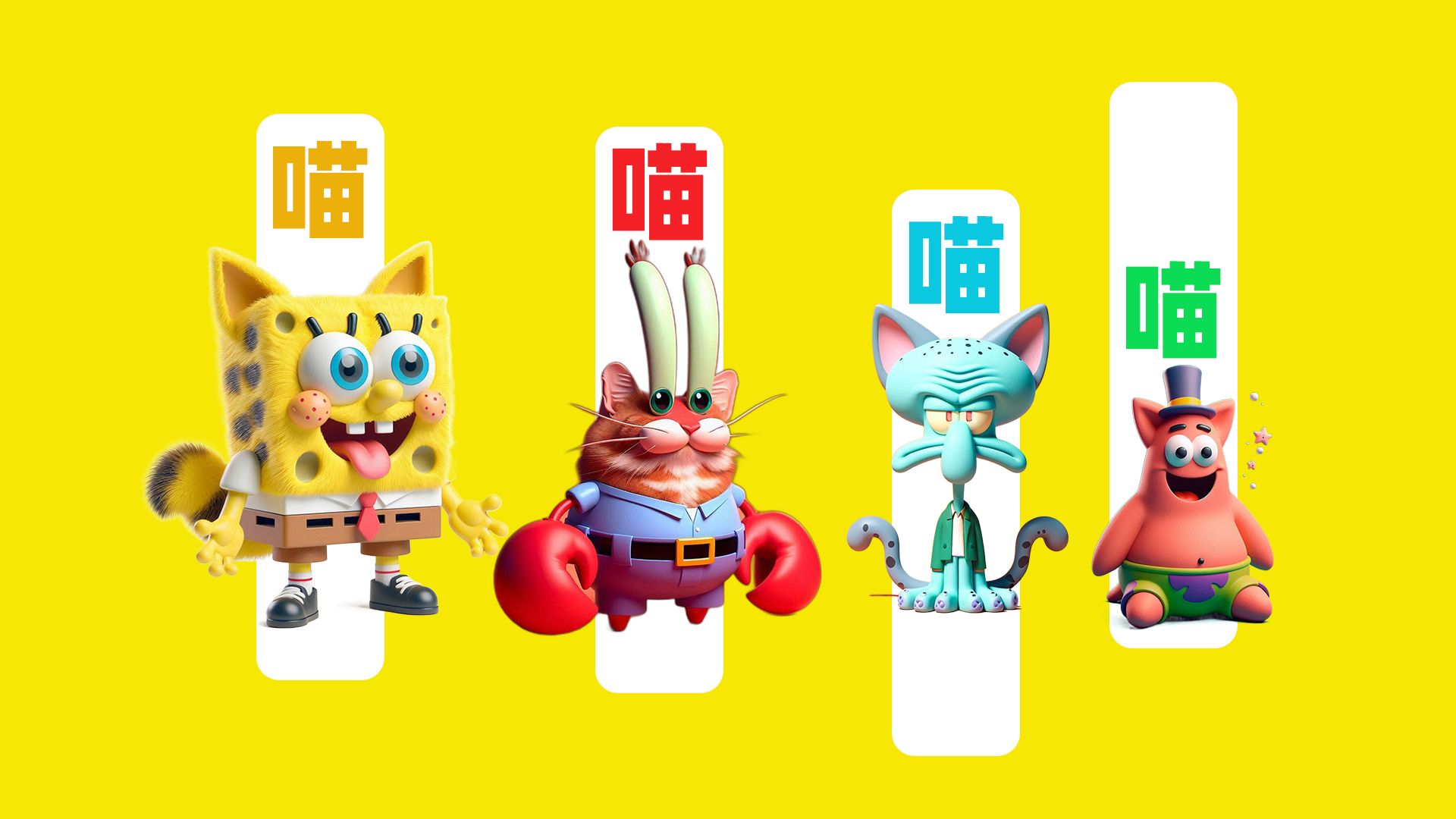 假如海绵宝宝里的角色变成了猫