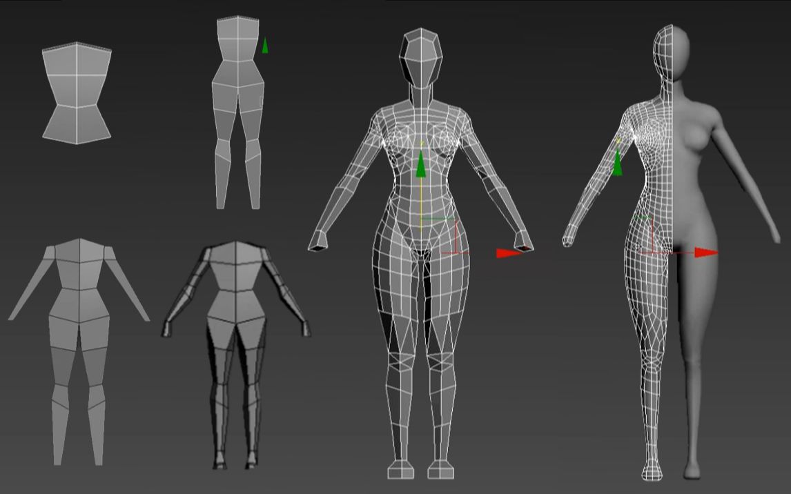 3dmax基础人体模型从拉box到完整的女性人体模型建模